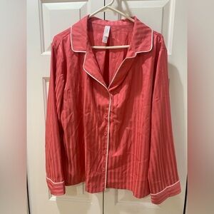 Auden Coral Luxe Satin Pajama Top with White Trim XXL NWOT